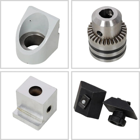 Beefy Six Inch Surface Grinder And Cutter Sharpener With Adjustable Angle Head Rock Solid Cast Iron Construction Zero Vibration Professional Benchtop Metal Precision Machine parts including chucks and fixtures