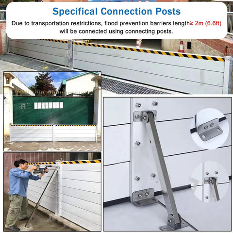 Heavy Duty Aluminum Flood Barriers For Front Doors And Driveways Tough As Nails Reusable Outdoor Weather Shield with connection posts