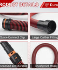 10 Ft Shop Vac Hose With 6 Adapters, Fits 1-1/4 Inch Vacuum Hose, Universal 0.9 To 1.75 Inch Fittings with Quick-Connect Clip