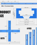 Diagram of 4 Pack 48 Inch T Track Kit For Woodworking With Intersection Kit And Predrilled Mounting Holes Includes Screws Aluminum Universal T Rail Accessory Blue