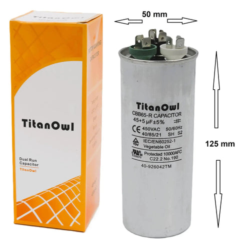Heavy Duty Dual Run Start Capacitor 45 Plus 5 UF 370 450 VAC CBB65 For Condenser Air Conditioner Heat Pump And AC Motor Start