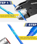 Red Heat Shrink Butt Connectors 22 To 16 AWG Heavy Duty Marine Grade Tinned Copper Crimp Terminals in step-by-step use