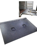 Hardcore 59X79 Heavy Duty Dock Board And Container Ramp Built Like A Tank For 13228 Lb Loads showing steel surface with grips.