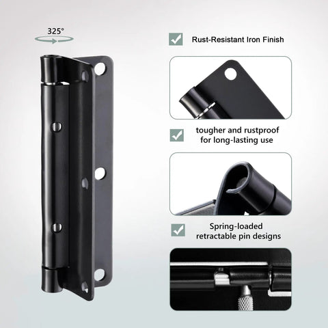 Heavy Duty Quick Release Cabinet Hinges Rustproof Black Finish 4 inch iron hinge with rust-resistant design for easy tool-free swap.