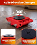 Heavy Duty Machine Skates 4-Pack Move Massive Loads With Ease. 8-Ton Carbon Steel Dolly Set with 360-degree rotating disc.