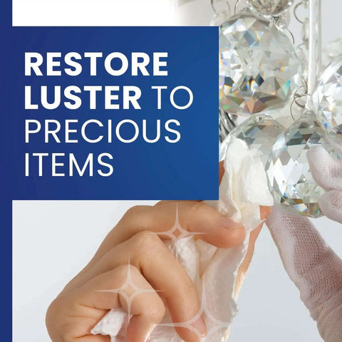 Hand polishing crystal chandelier with Multipurpose All In One Metal Cleaner And Polish For Chrome Aluminum Silverware Glass And Fiberglass Cleans Shines And Protects All Metals Fiberglass And Acrylics Home And Industrial Use 1000ml Can