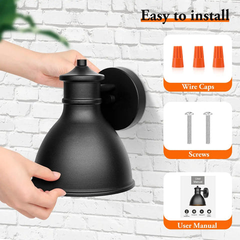 Industrial Barn Style Outdoor Wall Sconces Lanterns Matte Black Porch Lights For Farmhouse Exterior with installation tools