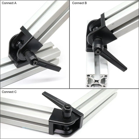 Black 2 Sets 3030 Aluminum Extrusion Pivot Hinge Swivel Degree Angle Bracket with Handle for 30 Series 3030 3060 VT Slot