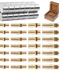 28pc Brass Jewelry Box Hinges Set With Barrel Concealed Hinges And Drill Jig For Wooden Boxes displayed with open jewelry box