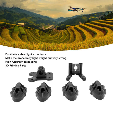 FPV Quadcopter Mounting Base Kit With 3D Printed Motor And Antenna Mounts For FPV Drones in black with components set.