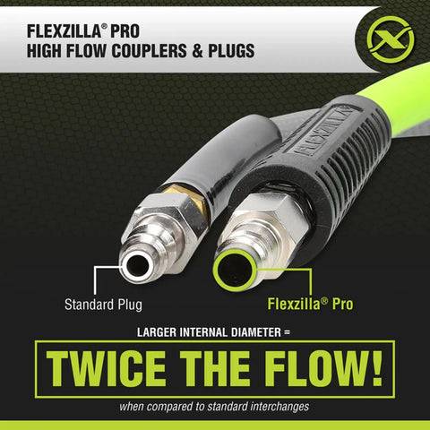 Pro High Flow Air Tool Coupler And Plug Kit, 7 Piece, 1/4 Inch NPT, Push To Connect System, Twice The Flow For Faster Tool Performance