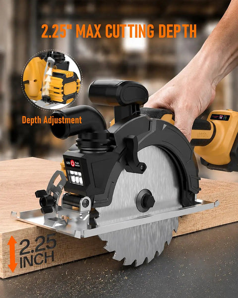 High-Output 6 1 2-Inch Cordless Circular Saw For Gnarly Cuts On Any 20V System Includes two blades and guide ruler for depth adjustment.