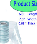 Rock Solid Clear PVC Strip Curtains For Warehouse Freezer Doors Easy Cut Insulated Vinyl Flaps 6.8' long, 7.5' wide, 0.08' thick.