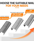 Comparison of 11 Gauge 304 Stainless Steel Hog Ring Staples and zinc-aluminum staples for wire fencing.