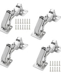 4 Pack 170 Degree Hidden Frameless Kitchen Cabinet Door Hinges With Screws, Full Overlay, Large Angle, Smooth Silent Close