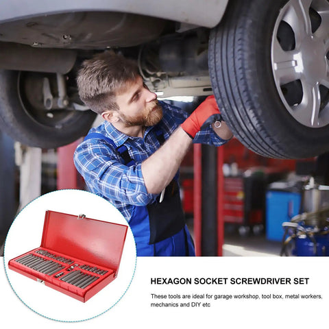 Heavy Duty Beast 40 Piece Hexagon Wrench Kit With Spline And 12 Point Bits, Solid Grip T Handle Socket Set for auto repairs