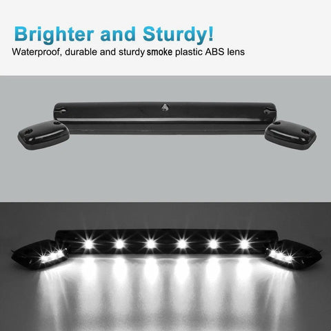 3X Smoke White 12LED Cab Marker Roof Running Top Lights Kit With Wire Harness for Silverado and Sierra 2007 to 2014 Trucks