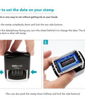 How to set the date on the Slick Self Inking Date Stamp With Received Phrase And Dual Color Blue Red Ink Refillable Pad.