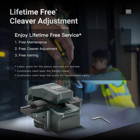 Rock Solid Optical Fiber Cleaver Cuts 250 Micron To 3 Mm Cable Lines Like Butter No Fuss One Step Press Design, with cleaver adjustment tool.