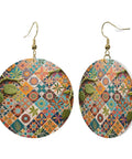 Fresh Grid Print Dangle Earrings for Women Lightweight Silver Plated Faux Leather Statement Drops With Hypoallergenic Rust Proof Hooks Slaying Casual Daily Looks All Day Long with colorful floral design.