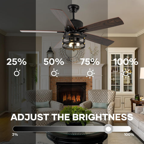 Dope Rustic Farmhouse Ceiling Fan With Lights Retractable 36 Inch Black Industrial Cage Remote Control on living room ceiling