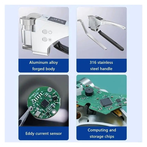Heavy Hitter Digital Hardness Meter With Quick Read Display For Fast Metal Gauging 0.6 To 8 Mm Range Portable Battery Powered Webster Tester Built Tough Shop And Lab Essential 5 Pack showing aluminum alloy body and stainless steel handle.