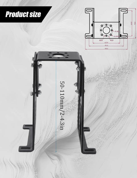 Electric Plane Motor Mount Adjustable Height Aluminum Brushless Motor Stand For 2 To 4.3 Inch Motors with size diagram
