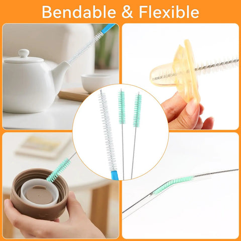 Ten Piece Ice Maker Cleaning Brush Set With Scrub Sponge And Bendable Elbow Right Angle And Pipe Brushes cleaning teapot