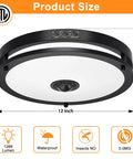 12 Inch Outdoor LED Motion Sensor Ceiling Light With Dusk To Dawn, 24W, Adjustable CCT 2700K To 5000K, Flush Mount Fixture
