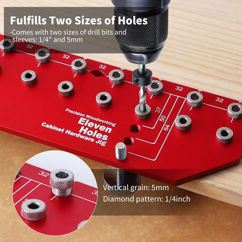 Shelf Pin Jig For Quick And Precise Shelf Installation, Drills 11 Holes In One Pass With All Metal Construction, drill guide