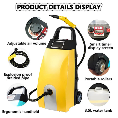 Ditch the harsh chemicals and scrubbing. This 3000W Handheld Steam Cleaner with 3.5L tank features adjustable air volume.