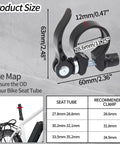 28.6mm Bike Seat Post Clamp Quick Release Aluminum Alloy Seatpost Collar Type 1 Black size chart illustration