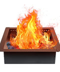 Heavy Duty 36 Inch Square Fire Pit Ring For DIY Campfire Inserts with flames, rugged steel construction, high temp black finish