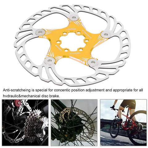 Straight Fire Mountain Bike Disc Brake Pads 180Mm Five Nail Design hydraulic mechanical rotor with gold center for robust braking.