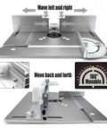 Badass Aluminum Router Lift System Kit With Smooth 180 Degree Rotation For Woodworking Enthusiasts And Inverted Routing Projects Featuring Durable Cnc Anodized Insert Plate For Hassle Free Milling And Carving Builds showing adjustable movement features.