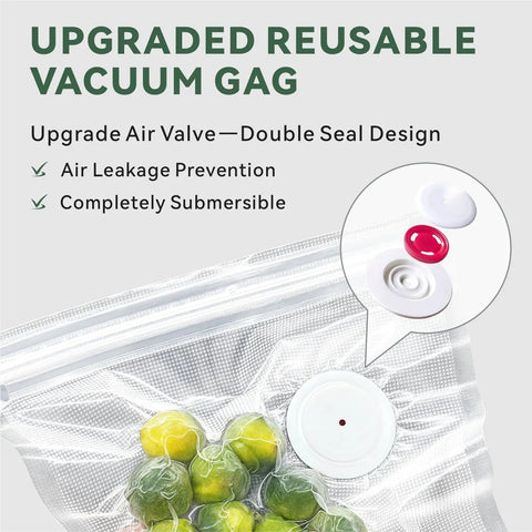30 Pack Vacuum Sealer Bags 8.5x8.5 Inches, BPA Free Reusable Sous Vide Bags with upgraded air valve and sealed limes inside.