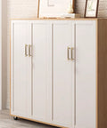 Five Pack Antique Brass Cabinet Pulls 5 Inch Solid Brass Dresser Drawer Handles For Your Cabinets Cupboards Wardrobes Closets And Vanities Durable Hardware, installed on a white cabinet.