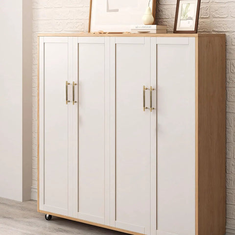 Five Pack Antique Brass Cabinet Pulls 5 Inch Solid Brass Dresser Drawer Handles For Your Cabinets Cupboards Wardrobes Closets And Vanities Durable Hardware, installed on a white cabinet.