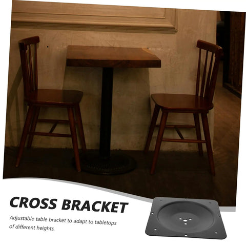 Hella Sturdy Heavy Duty Cast Iron Table Leg Mounting Plate Multi Connector for securing a table with wooden chairs.