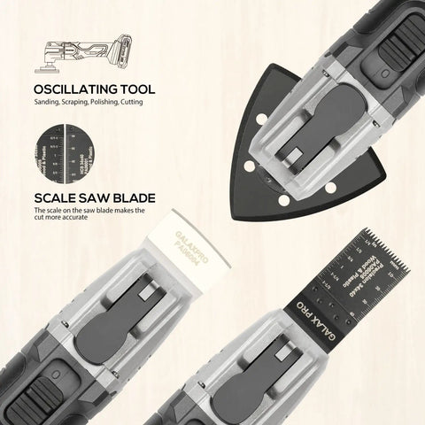Badass 20V Cordless Oscillating Multi Tool With 15 Piece Accessory Kit And Rapid Charge Lithium Battery For Demolition And Precision Detail Work A True Job Site Beast To Buy Today showing oscillating tool design and scale saw blade.
