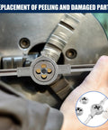Using 84 Piece Pro Grade Tap And Die Set With SAE And Metric Sizes for threading on machinery part.