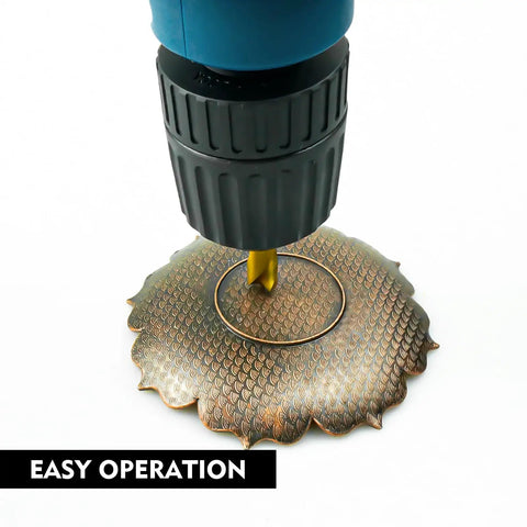 Cobalt Spot Weld Drill Bit Set For Auto Body Repairs Pro Grade Titanium Coated High Speed HSS Weld Cutter in use on metal