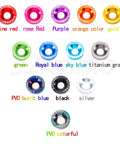 Variety of colorful 6063 T6 Hard Aluminum Fender Washer Set, CNC Machined with PVD Burnt Blue Finish, JDM Car Accessories.