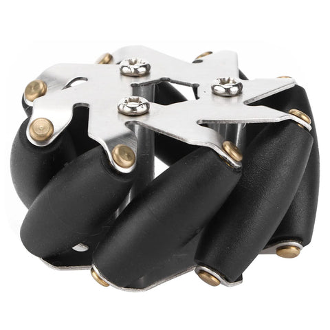 4pcs 48mm steel Mecanum wheels with black rollers and mounting plate for RC robot car