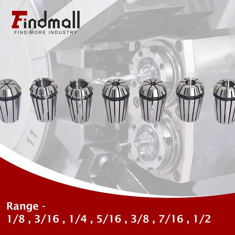 ER20 Spring Collet Set 1/8 To 1/2 Inch For CNC Milling Lathe And Engraving Machines 7 Pcs High Grade 1065 Steel Precision Ground