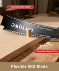 6-Inch Double Edge Pull Saw With Flexible SK5 Blade For Flush Cuts Japanese Style Pro Grade Woodworking Tool 17 TPI For Hard Wood And 11 TPI For Soft Wood Durable Double Edged Handsaw For Tight Rips And Smooth Cross Cuts, flush cut view