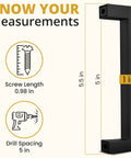 Matte Black Cabinet Pulls 25 Pack, 5.5 Inch Length With 5 Inch Hole Spacing, dimensions and installation details.