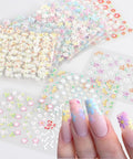 Flower Nail Art Stickers Self Adhesive Nail Decals Colorful 3D Flower Designs For Women Manicure Decoration displayed on nails