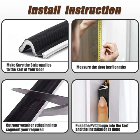 Installation instruction for Door Frame Kerf Weather Stripping Seal Non Adhesive PU Foam With PE Cover Groove Slot Installation