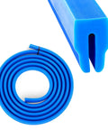 Badass 5/8 Inch Flexible T Slot Cover Strip, 150 Inch Blue T Track Protector showing a smooth blue silicone roll and strip.
